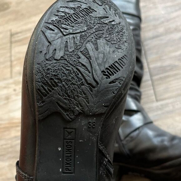 Pikolinos Knee High Boot EU 38 Black Heel Women's 7.5 / 8 Leather Buckle - Picture 5 of 14